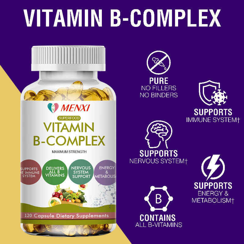 MENXI Vitamin B Complex Capsules B1,B2,B3,B5,B6,B7,B9,B12, Immune Support Pills