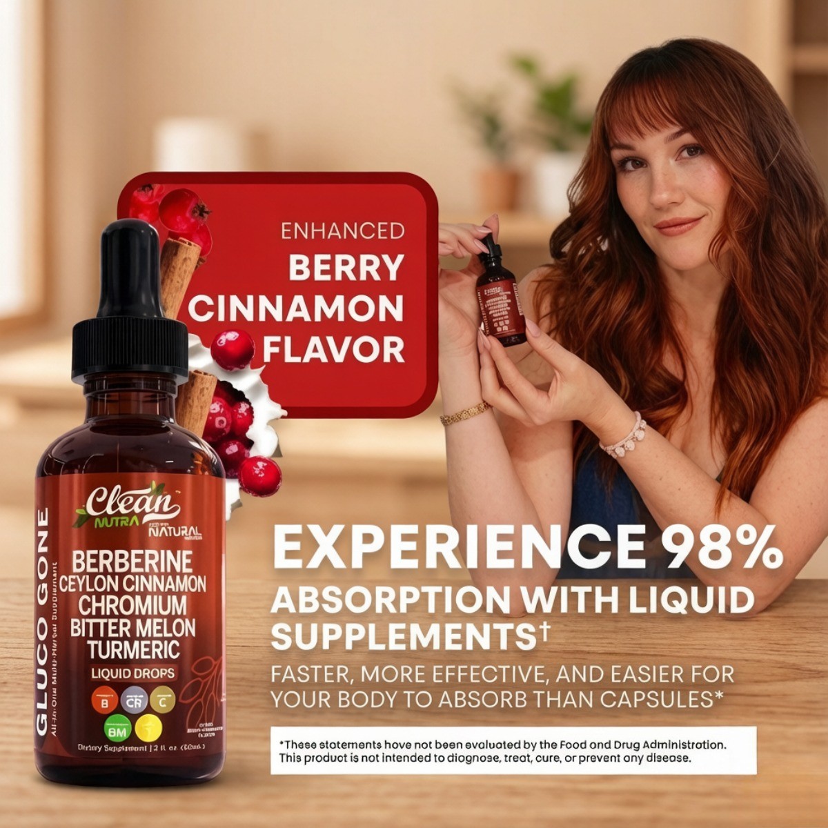 Clean Nutra Berberine & Ceylon Cinnamon Drops–Liquid Metabolic Support,2 fl oz