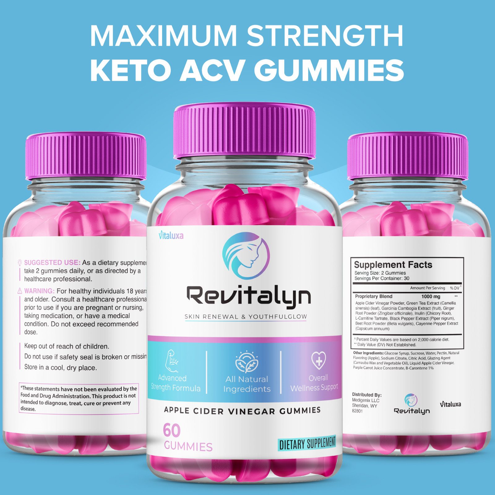 (2 Pack) Revitalyn Gummies, Skin and Body Beauty Support Formula (120 Gummies)