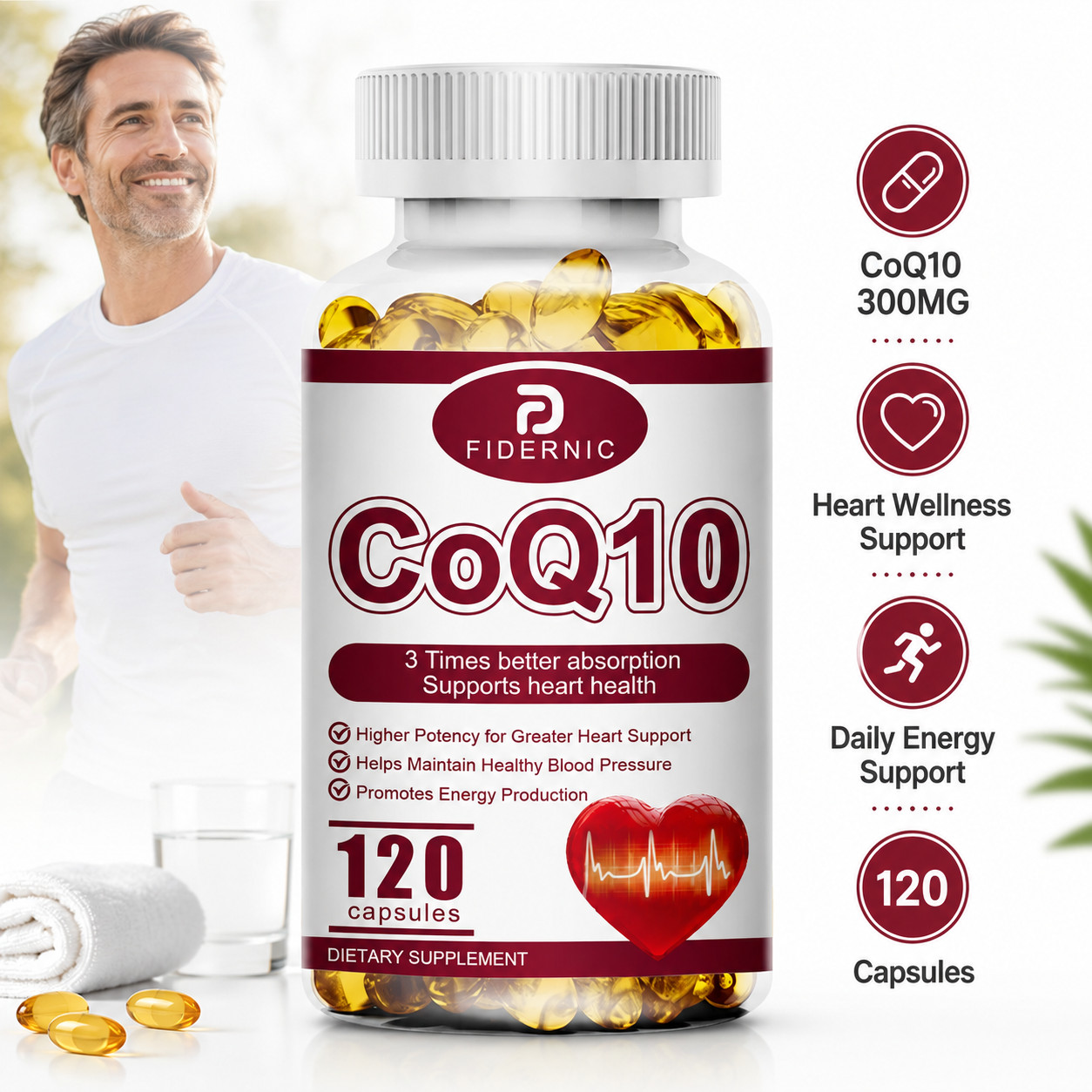 CoQ10 300mg 120 Capsules Co-Enzyme Q10 Heart Energy Support