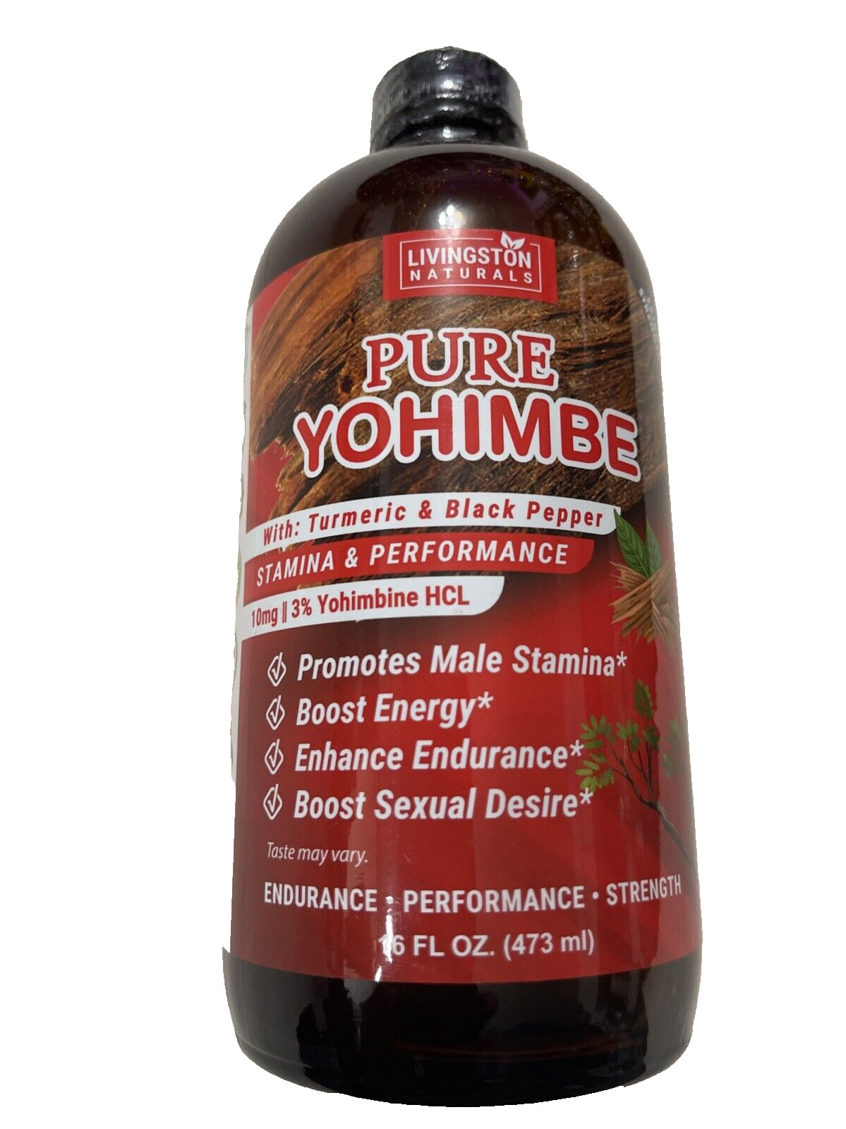 Pure Yohimbe Xtra Strength W/ Turmeric & Black Pepper Livingston Naturals 16 oz