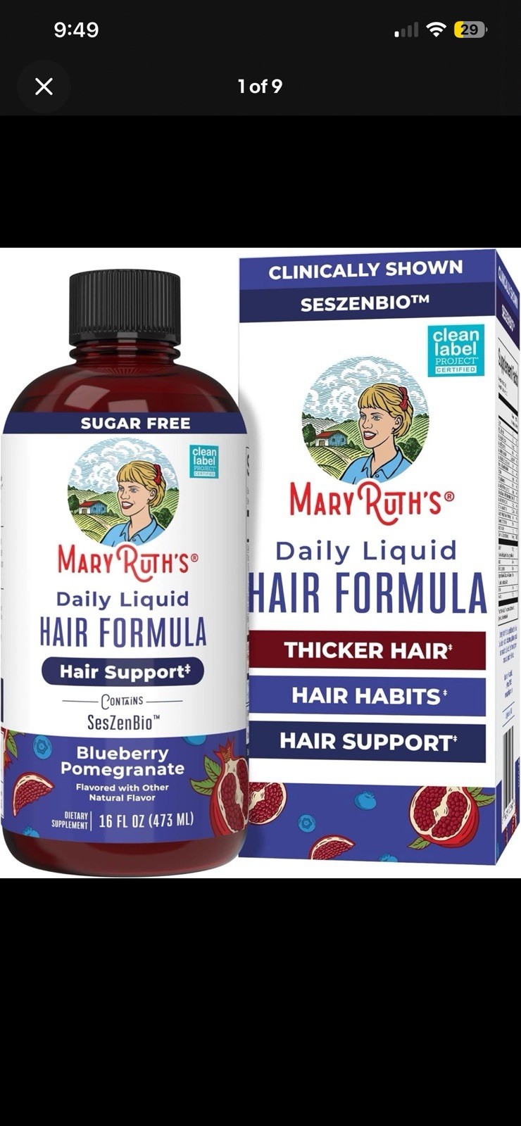 MARYRUTH’S Daily Liquid Hair Formula | With 500 mg SesZenBio™ + 2,500 mcg Biotin
