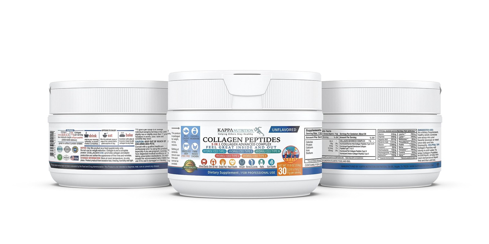 Collagen Peptides Powder, 5 in 1 11.6 Ounce (Pack of 1)