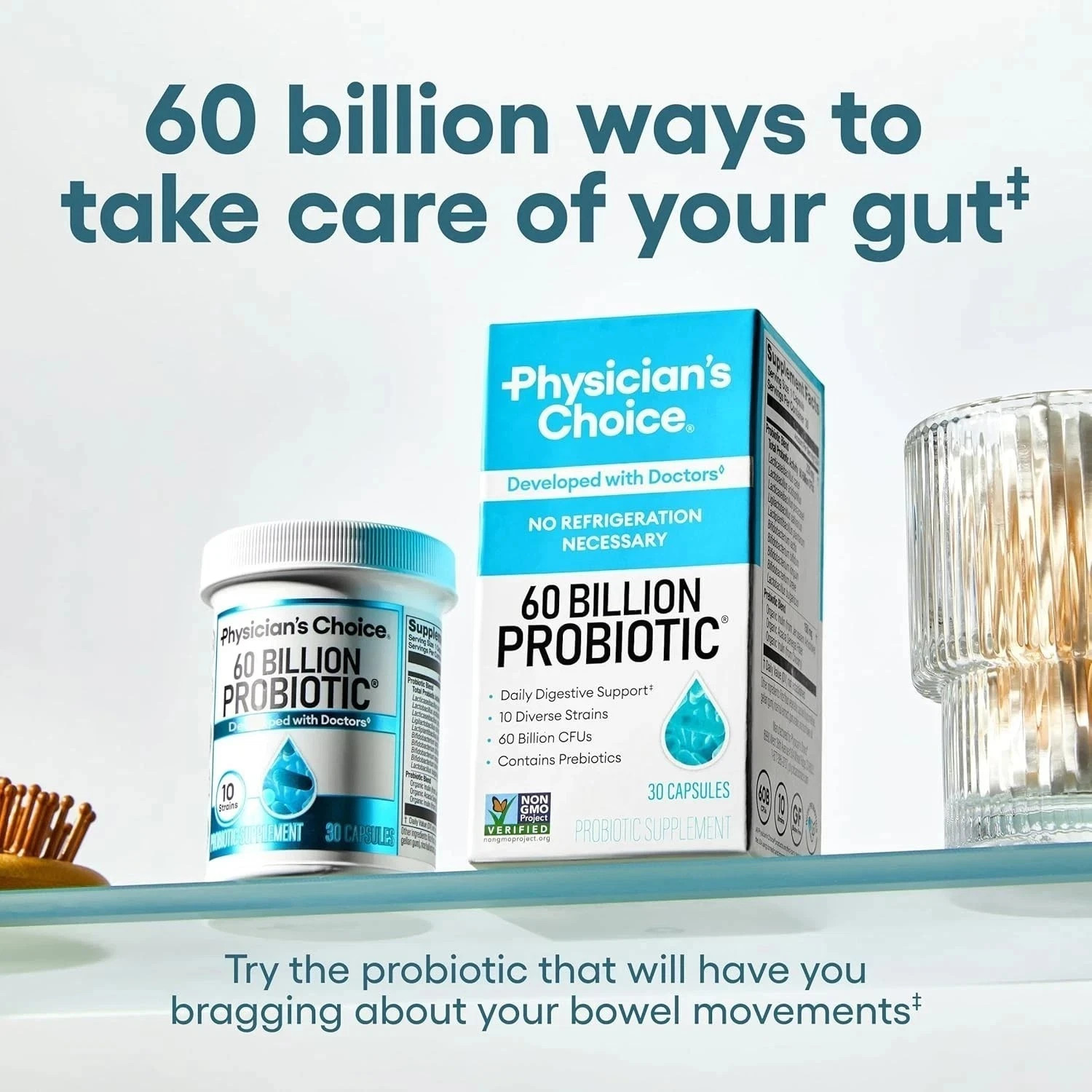 Physician’s Choice Probiotics 60 Billion CFU10 Strains + Organic Prebiotics Fres