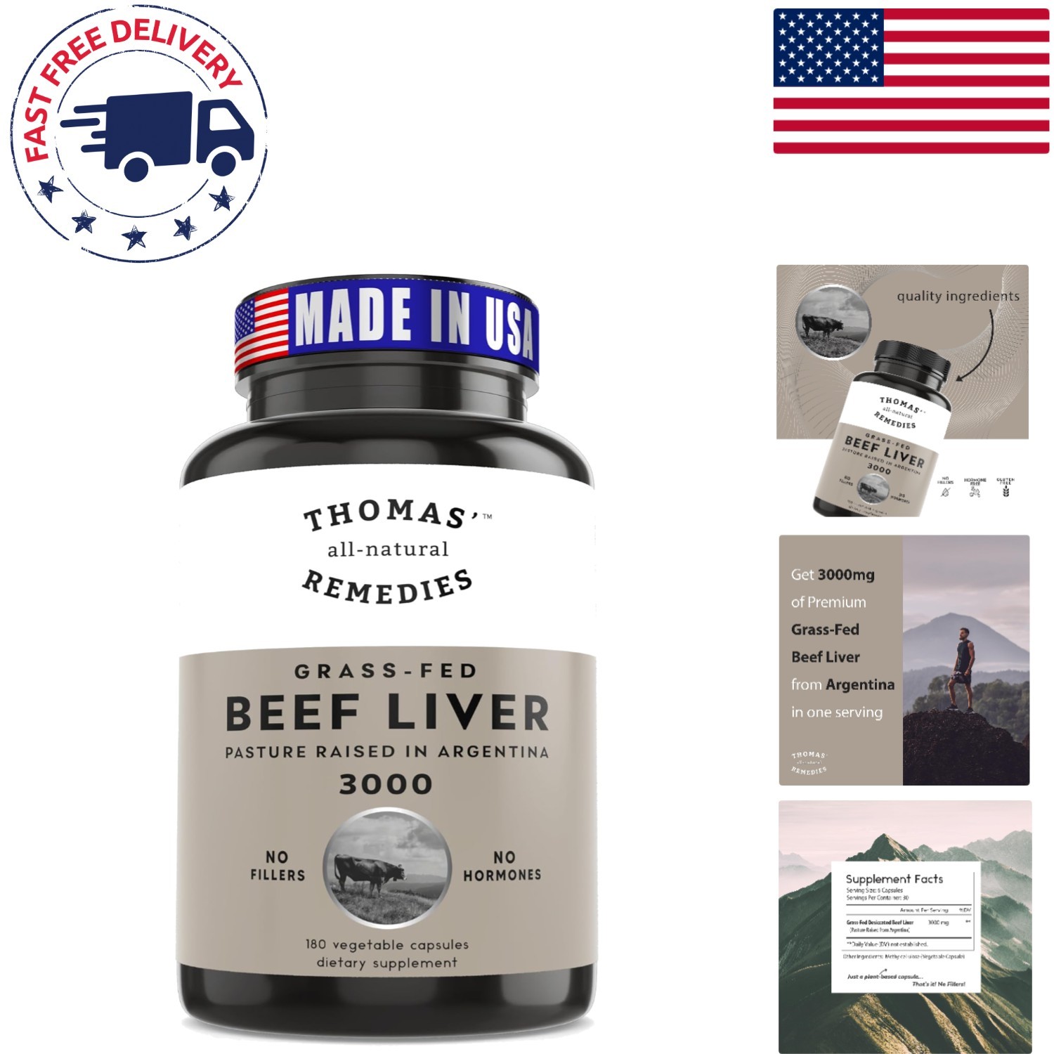 Nutrient-Dense Beef Liver Capsules 3000mg – Support Energy & Mood Naturally