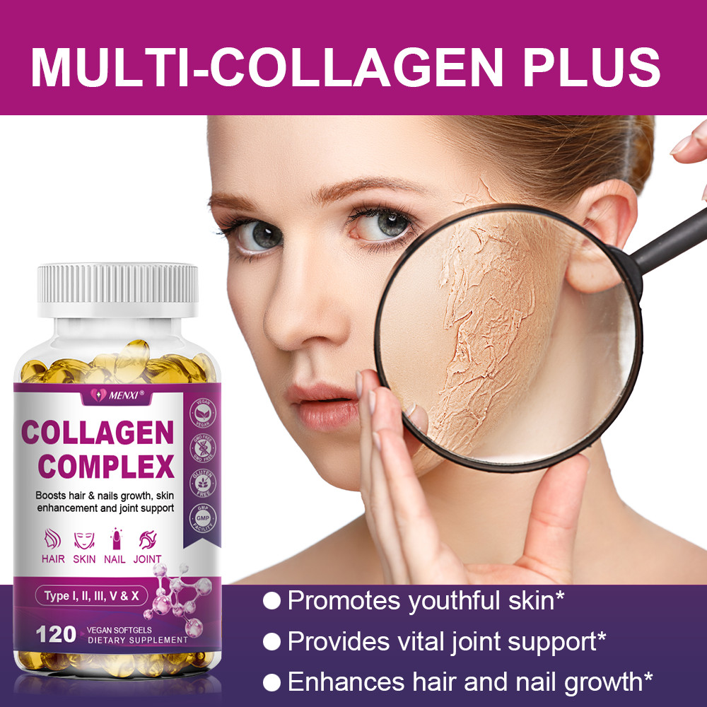 Multi Collagen Peptides Capsules – Hydrolyzed Protein Peptides (Type l,l,ll,v,X)