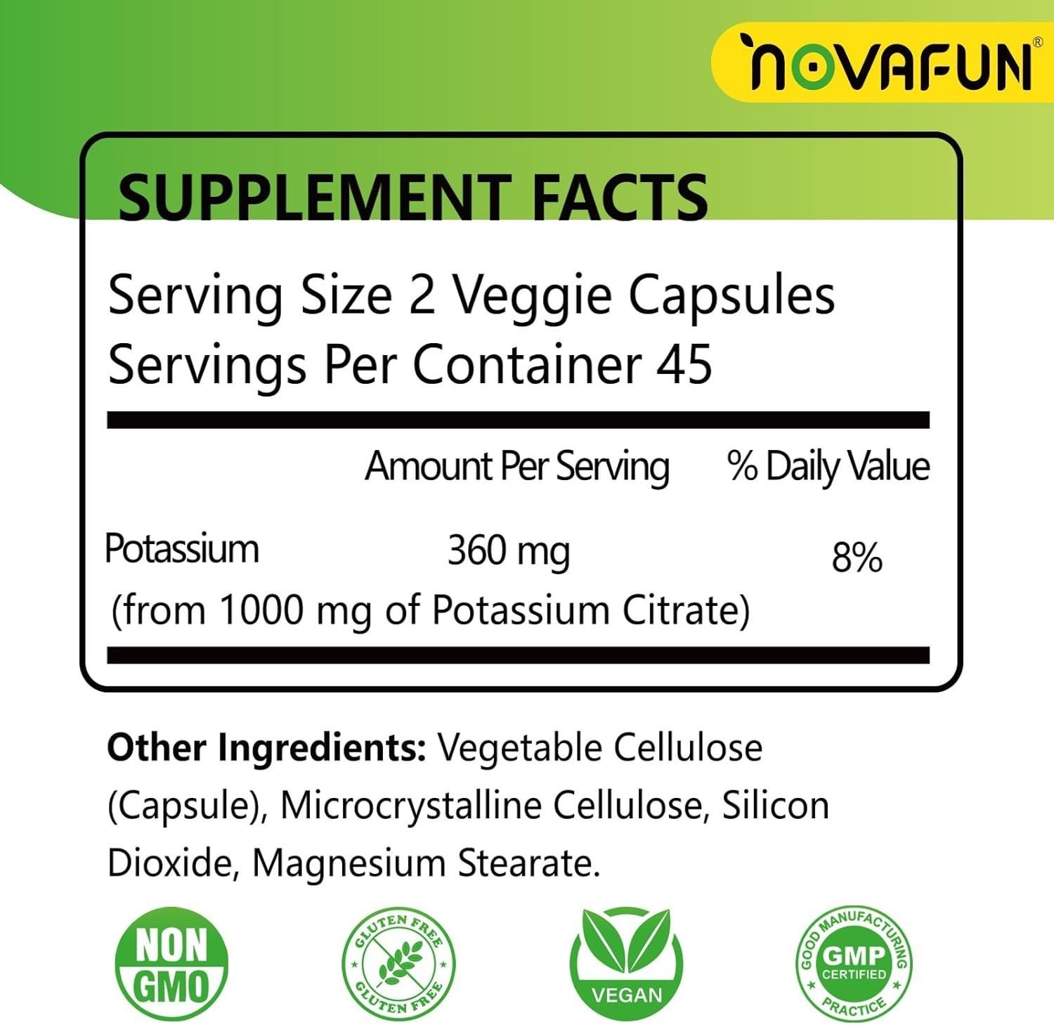 Novafun Potassium Citrate 1000mg Potassium Supplement for Leg Cramps Muscle &…