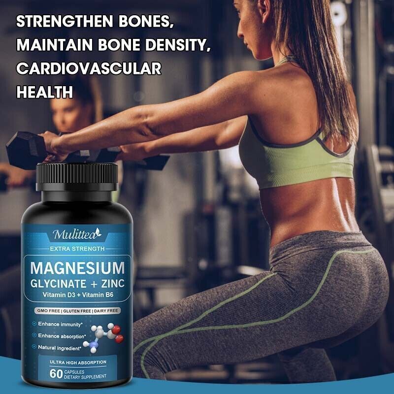 Magnesium Glycinate 500mg High Absorption,Improved Sleep,Stress&Anxiety Relief