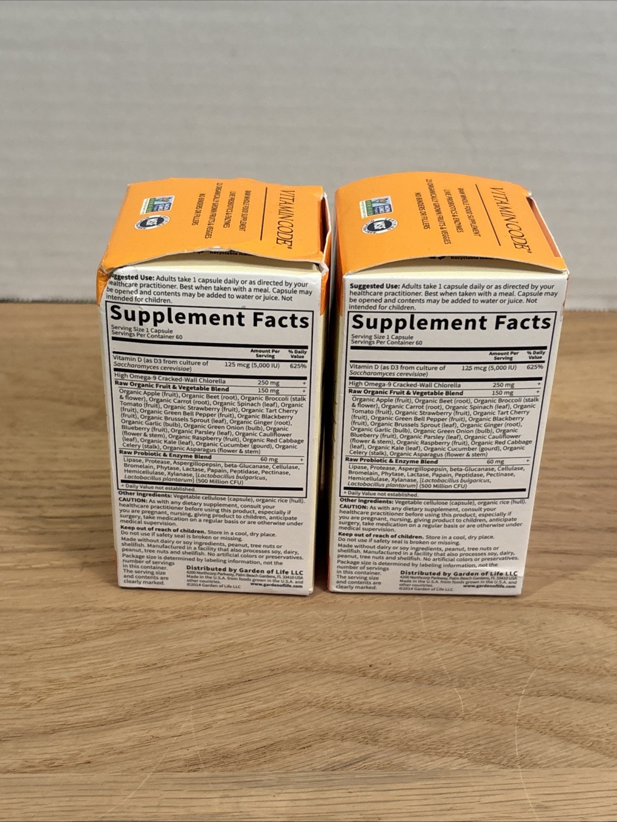(2) Garden of Life Vitamin Code Raw D3 5000 IU 125mcg – 60 Capsules *EXP 10/2027