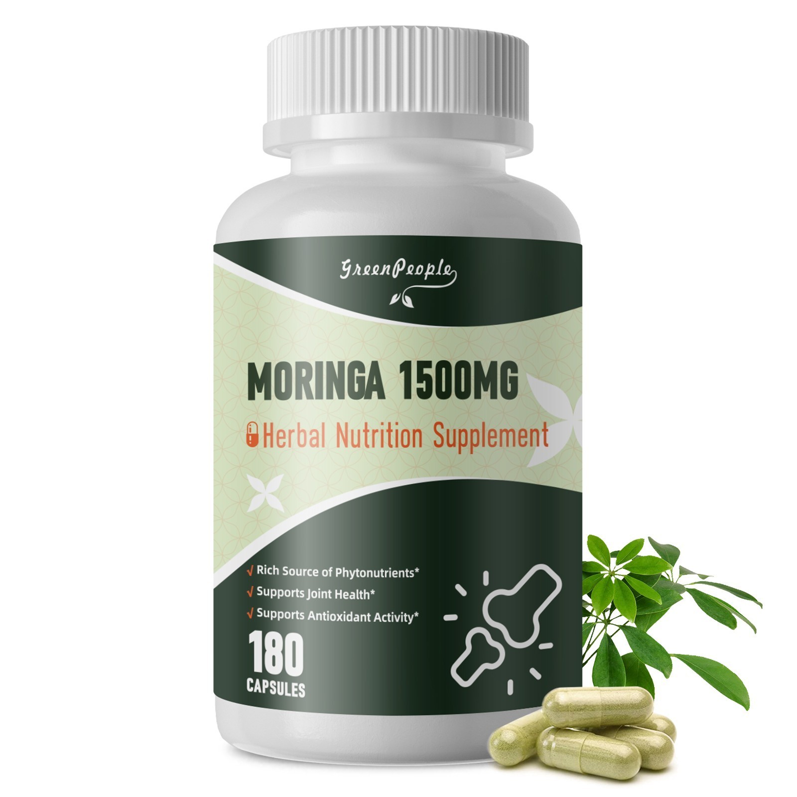 180 Capsules Moringa Oleifera Leaf Powder 1500mg – Organic Herbal. 09/27 *