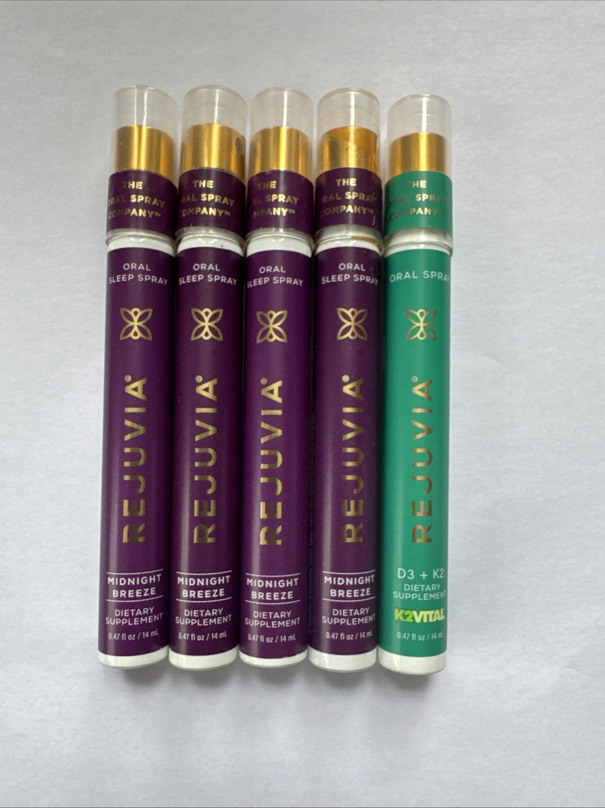 4 Rejuvia Midnight Breeze Oral Sleep Spray & 1 Free D3+K2 Sealed No Box