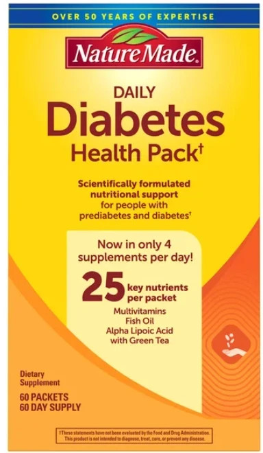 Nature Made Daily Diabetic Health Pack – 60 Packets – 60 Day Supply