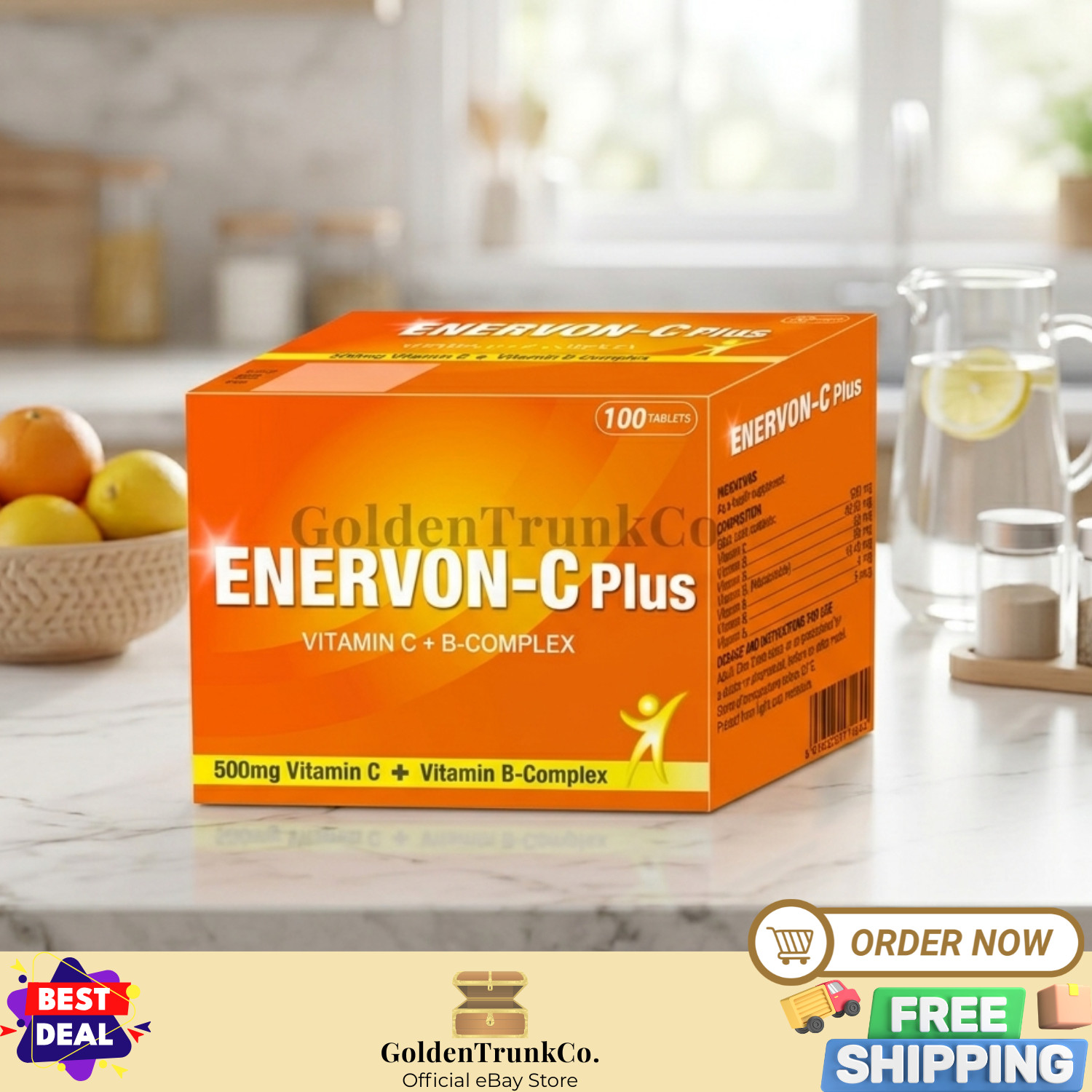Enervon-C Vit C 500mg + Vit B-Complex (100’s) Increase Energy Immunity Authentic
