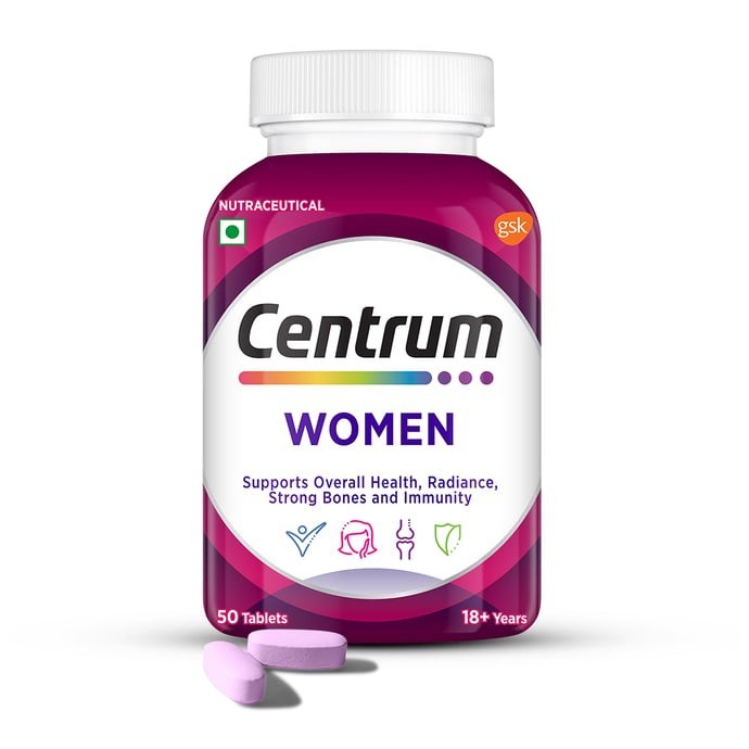 Centrum Women Multivitamin Skin Radiance, Strong Bones & Immunity, 50 Tablets