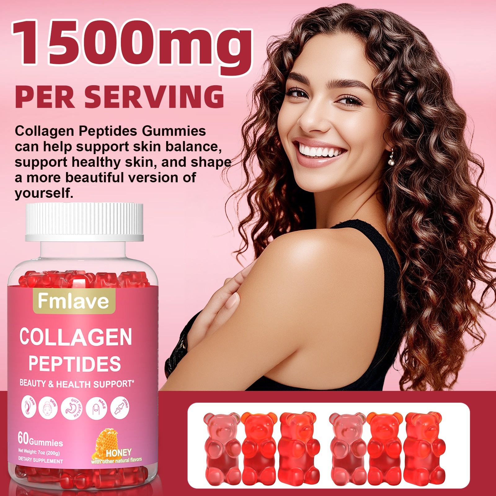 Premium Collagen Gummies Hydrolyzed for Healthy Skin, Joints, Hair & Nails 60pcs