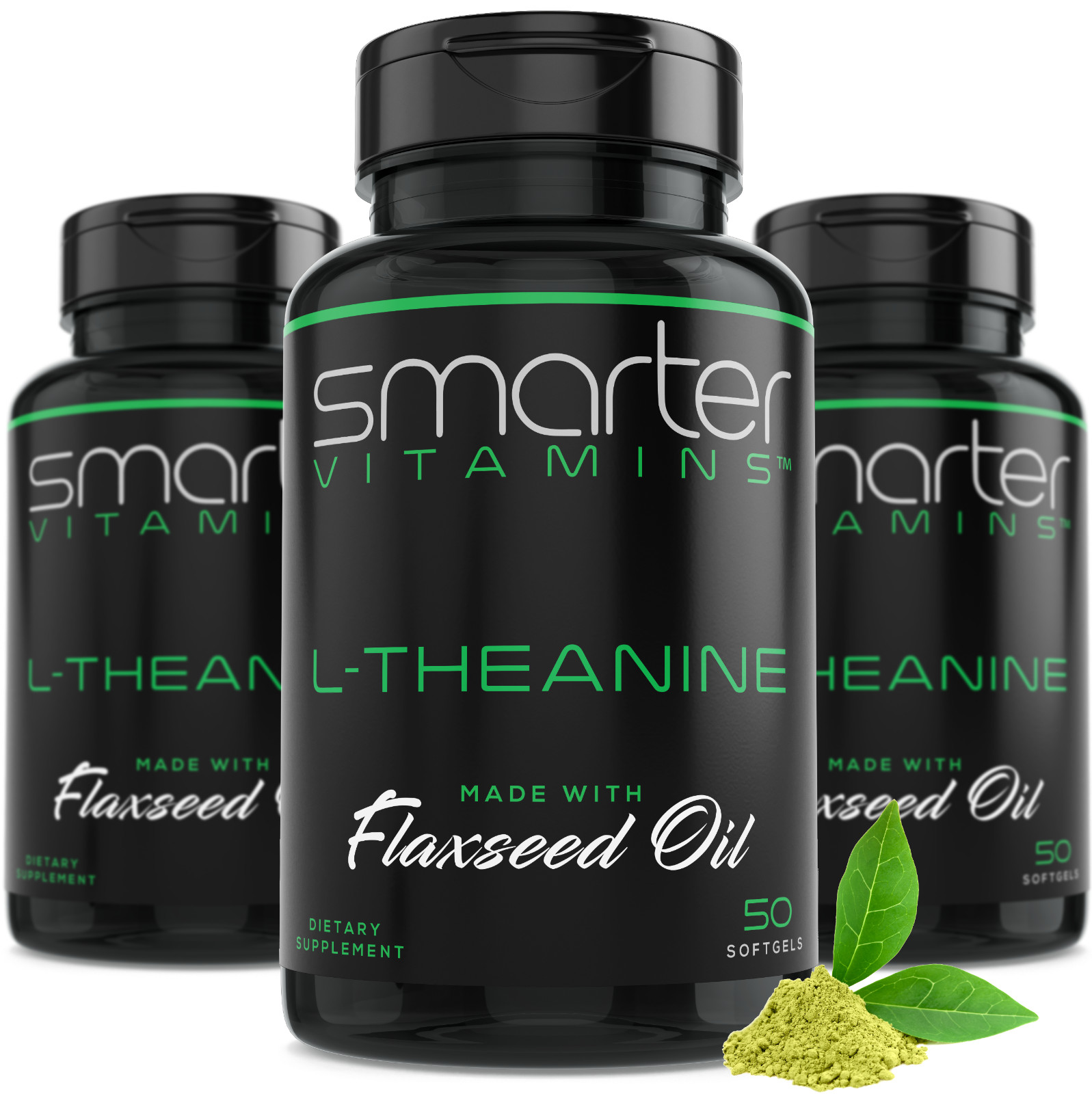 SMARTERVITAMINS – 3 PACK! 250MG L-THEANINE Natural Calming Alertness + Advanced