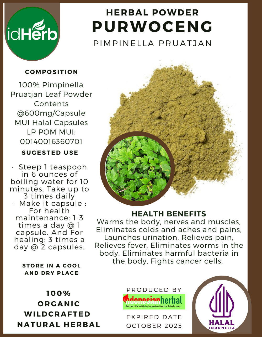 [idHerb] 50-500 gram Powder Purwoceng Pimpinella Pruatjan Organic WildCrafted