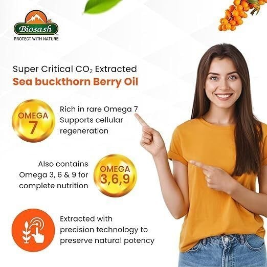 Biosash Sea Buckthorn Berry Oil 30 Caps Natural Herbal Omega 3 6 7 9 Supplement