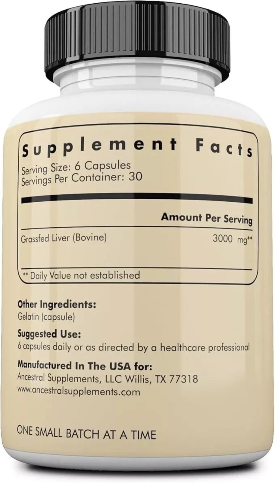 Ancestral Supplements Grassfed Beef Liver – 180 Capsules 500mg EA free shipping