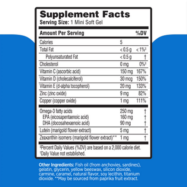 Bausch + Lomb Ocuvite Adult 50+ Eye Vitamin & Mineral Supplement 150 Softgels