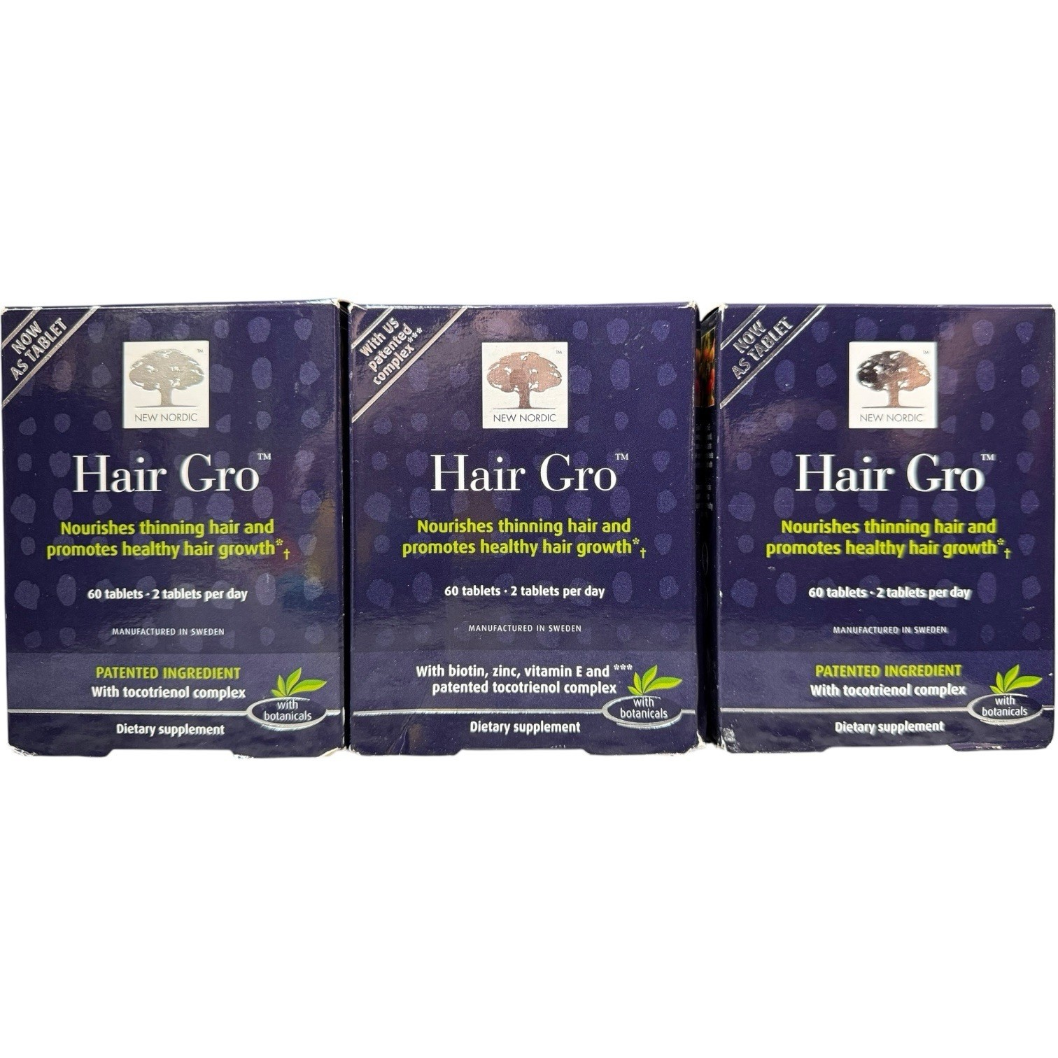 (3) Nordic Hair Gro Dietary Supplement With Botanicals 60 Tablets – Exp 11/2026+
