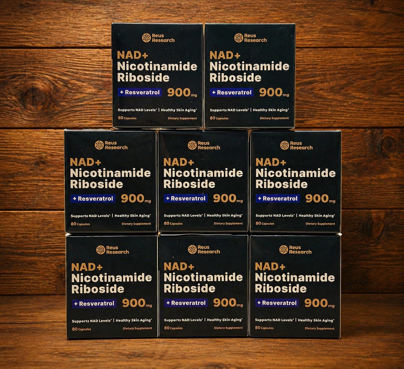 8 Pack NAD+ Nicotinamide Riboside + Resveratrol, 900mg, 80 Capsules. Exp 01/2027