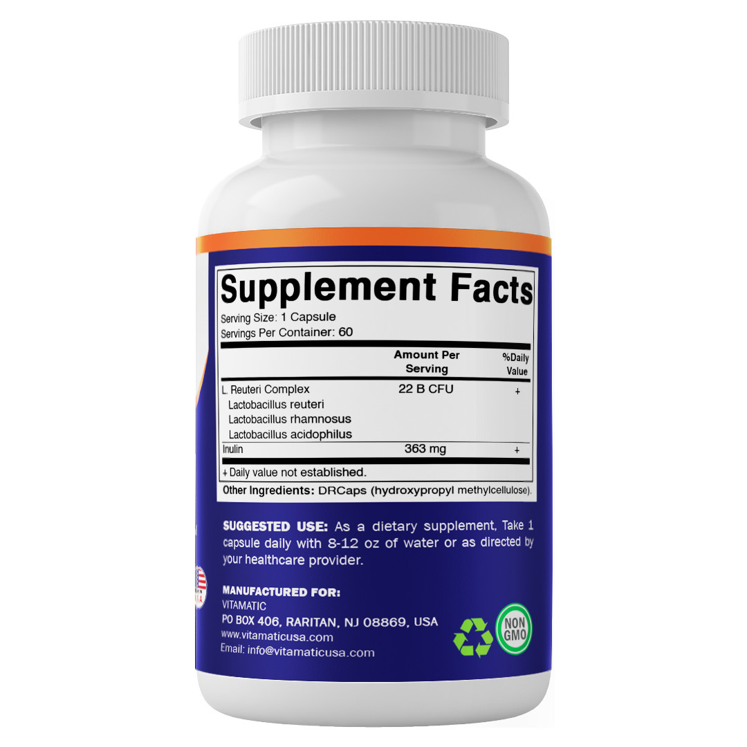 Vitamatic Lactobacillus Reuteri Complex – 22 Billion per DR Capsule – 60 Count