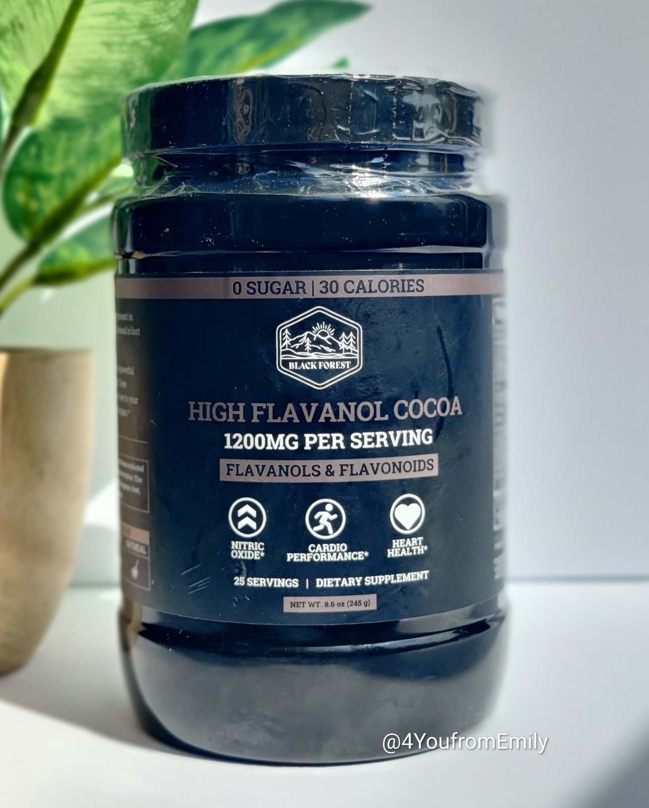 Black Forest High Flavanol Cocoa Powder and Flavonoids Supplement 1200mg 8 oz