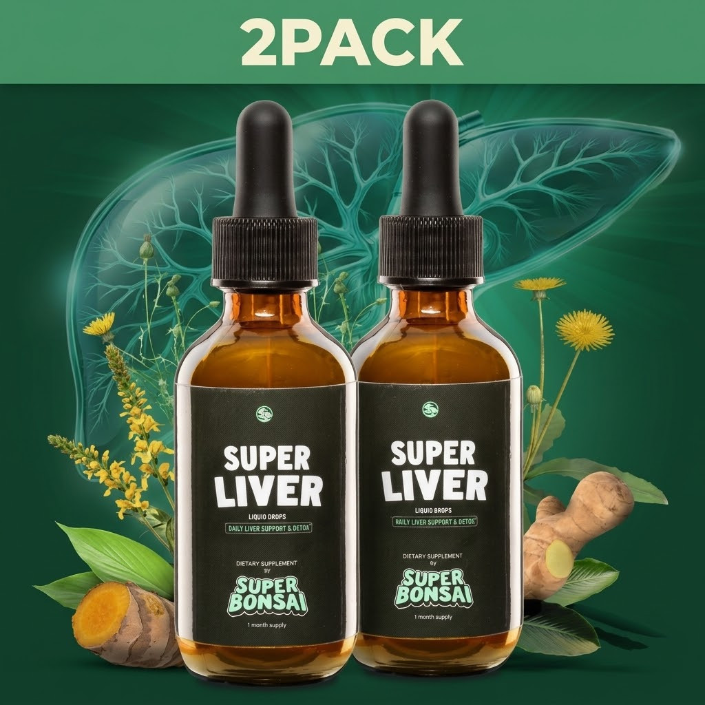 2Pk Super Bonsai Super Liver Liquid Drops Daily Detox Support 60 Day Supply