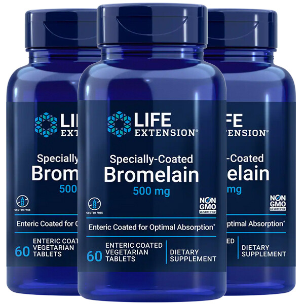 Bromelain 500mg 3X60 Caps Life Extension Pineapple Protease and Calcium
