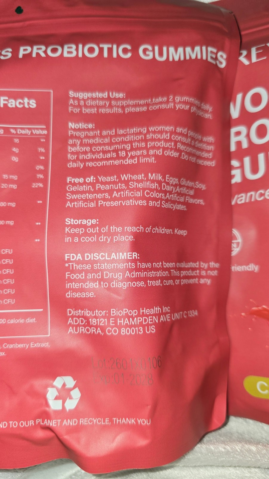 2 Pack Revala Womens Probiotic Gummies Cranberry 60 Ct Ea Exp 01/28