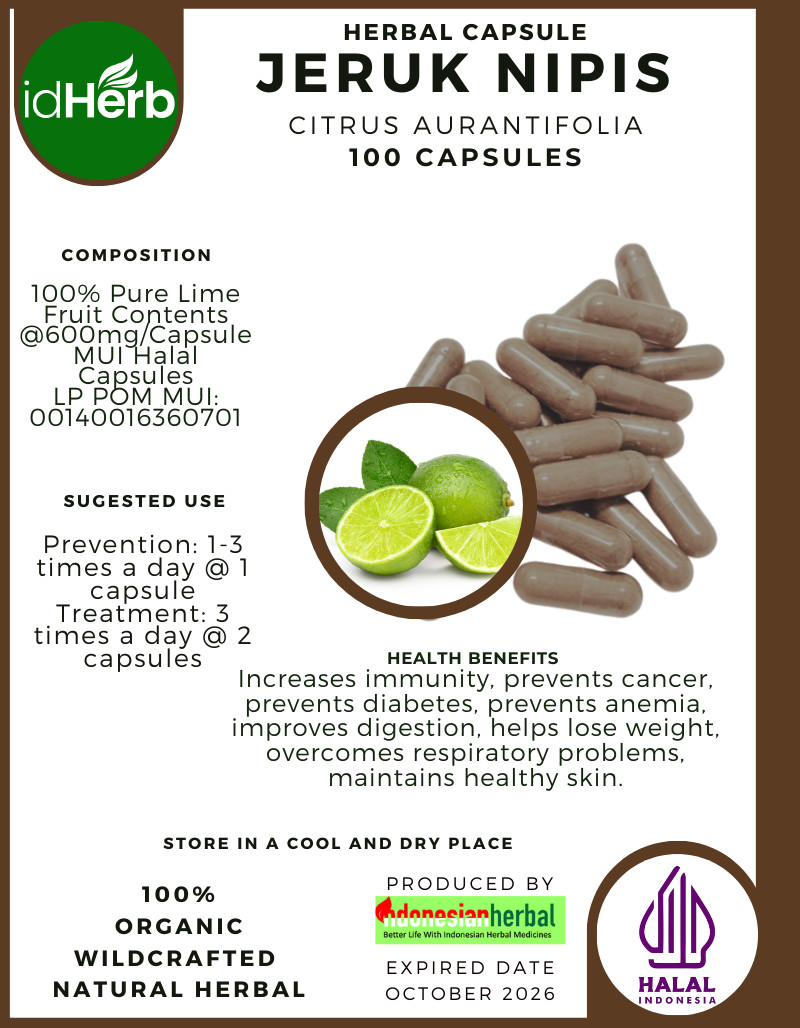 [idHerb] 100-800 Capsules Jeruk Nipis Citrus Aurantifolia Organic WildCrafted