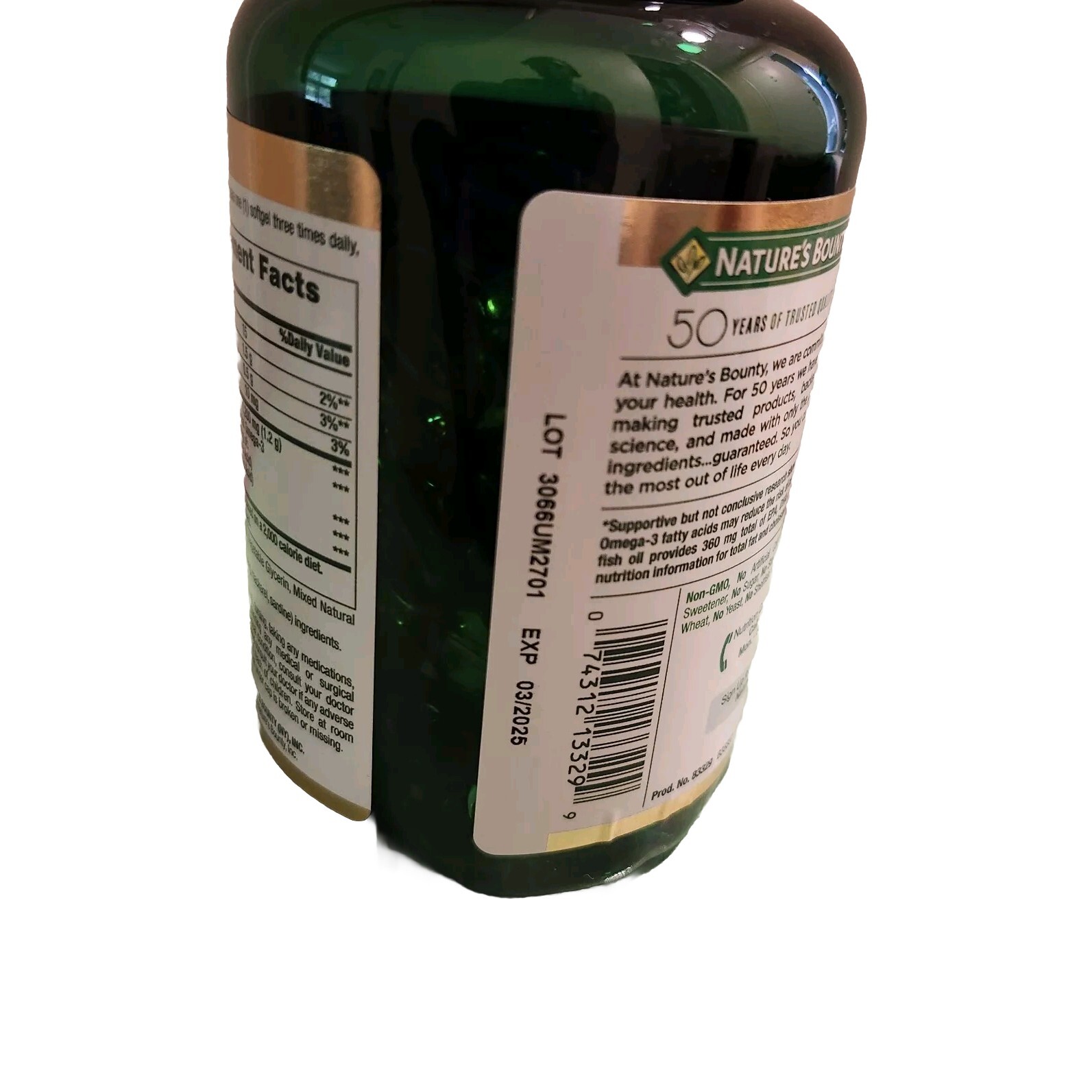 Natures Bounty Omega-3 Fish Oil 1200 mg 120 Rapid Release softgels EXP 03/2025