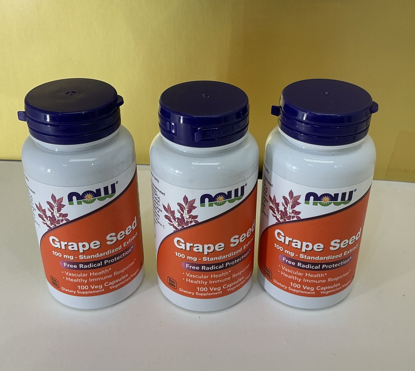 3x NOW Foods – Grape Seed Anti-Oxidant – 100 mg. – 100 Veg Caps – Exp 03/29