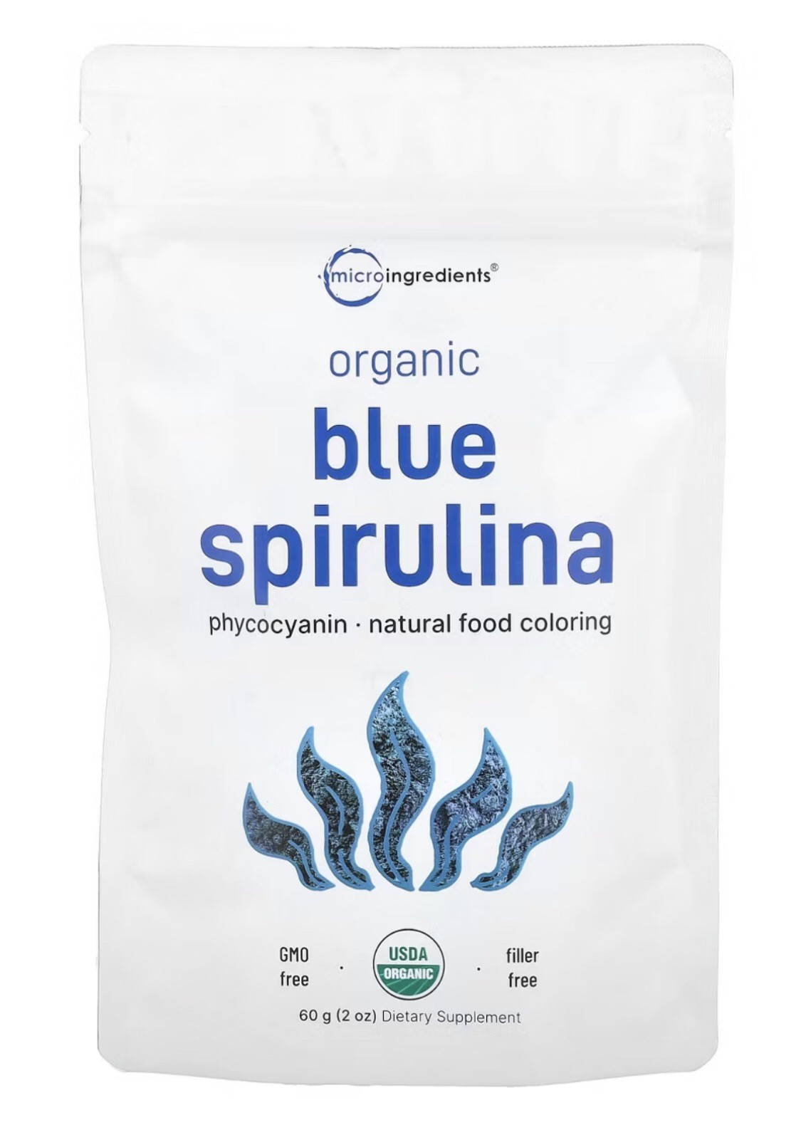 MICRO INGREDIENTS, Organic “BLUE” Spirulina, 2 oz (60 g) 04/2027 Fresh New