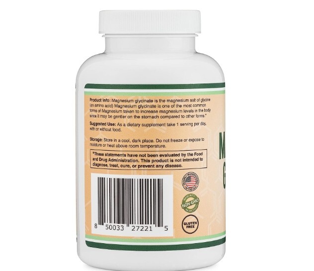 Magnesium Glycinate, 400 mg per capsule, 180 veggie capsules