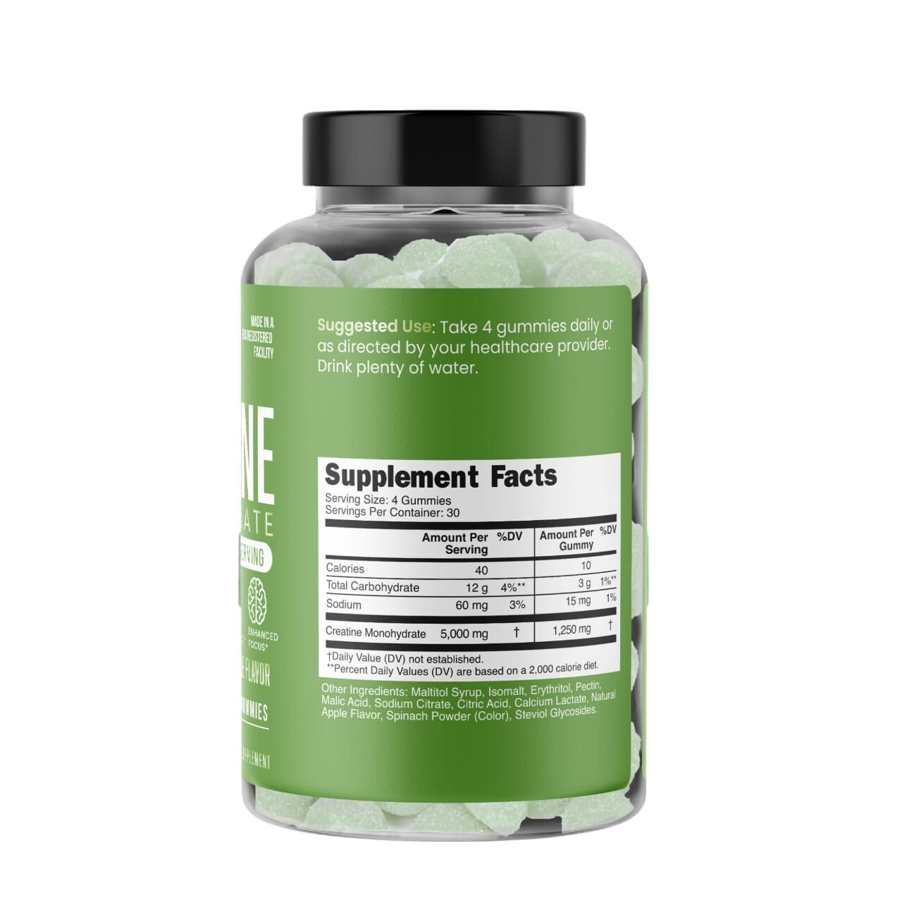 Monohydrate Creatine Gummies | USA made | 120 Count | Vegan | Sugar FREE | 5MG