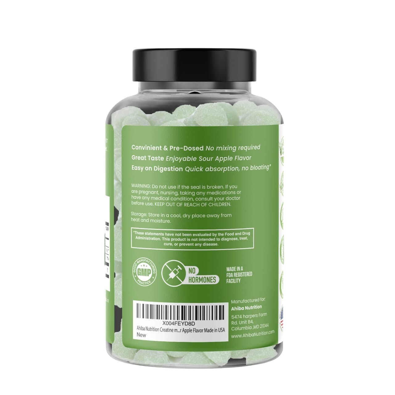Monohydrate Creatine Gummies | USA made | 120 Count | Vegan | Sugar FREE | 5MG