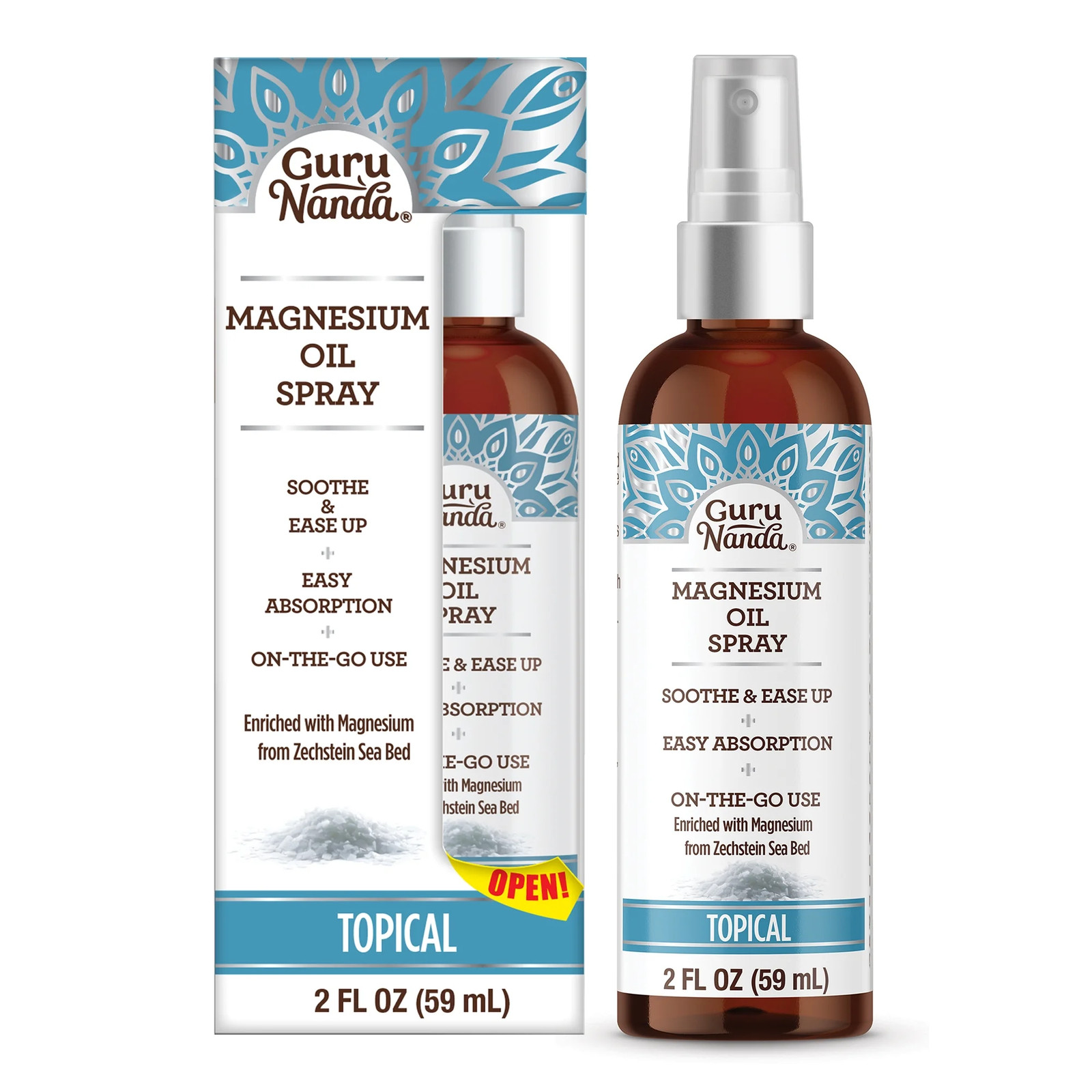 Magnesium Oil Spray for Muscle Relief and Soothing Aches, Quick Absorbing, 2 Fl