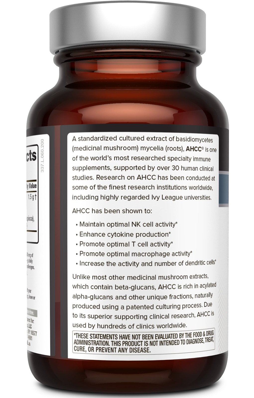 Quality of Life Labs Kinoko Platinum AHCC Herbal Supplement, 750mg, Immune