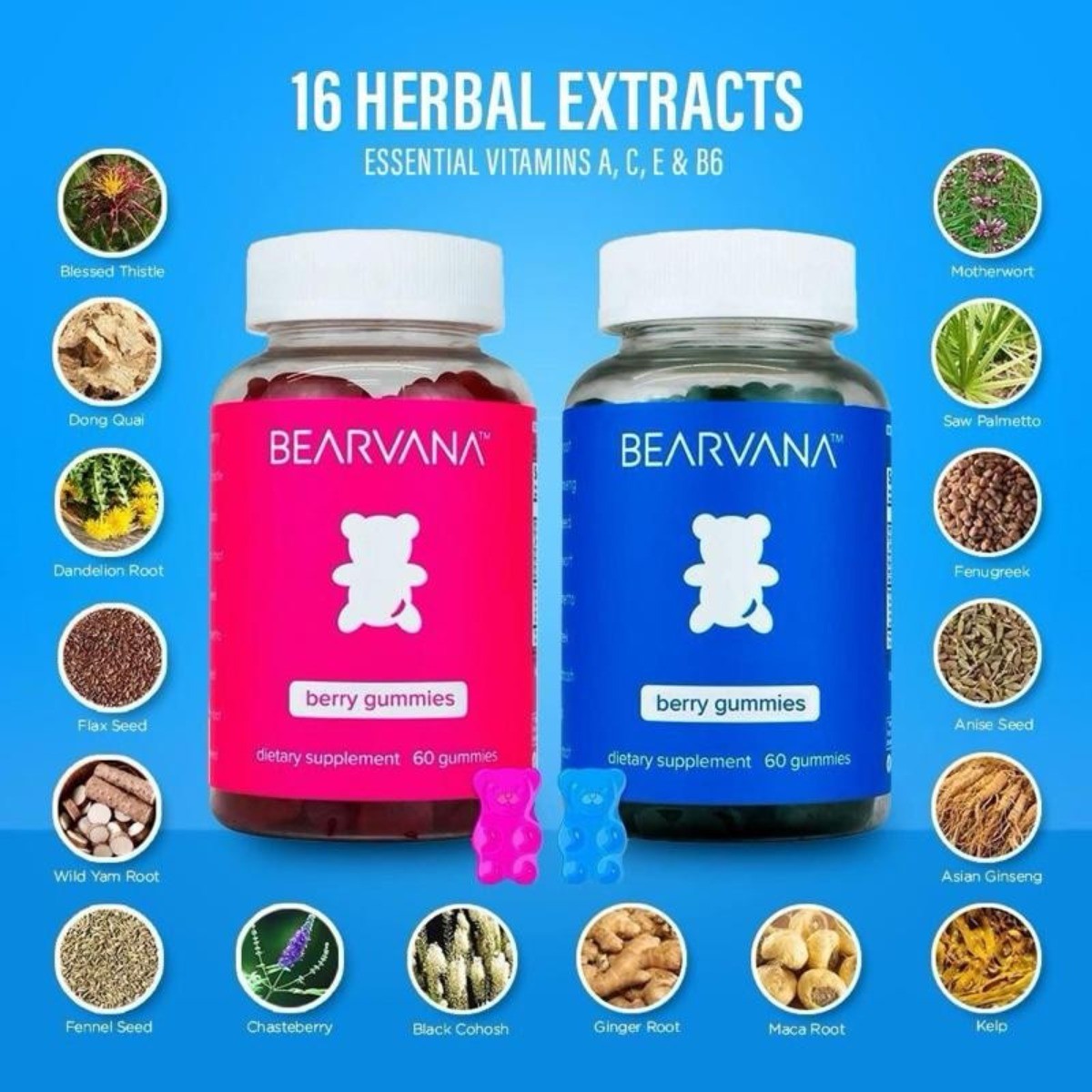 BEARVANA Gummies Combo Pack.Fitness Aid, Women’s Support Supplement,Berry Flavor
