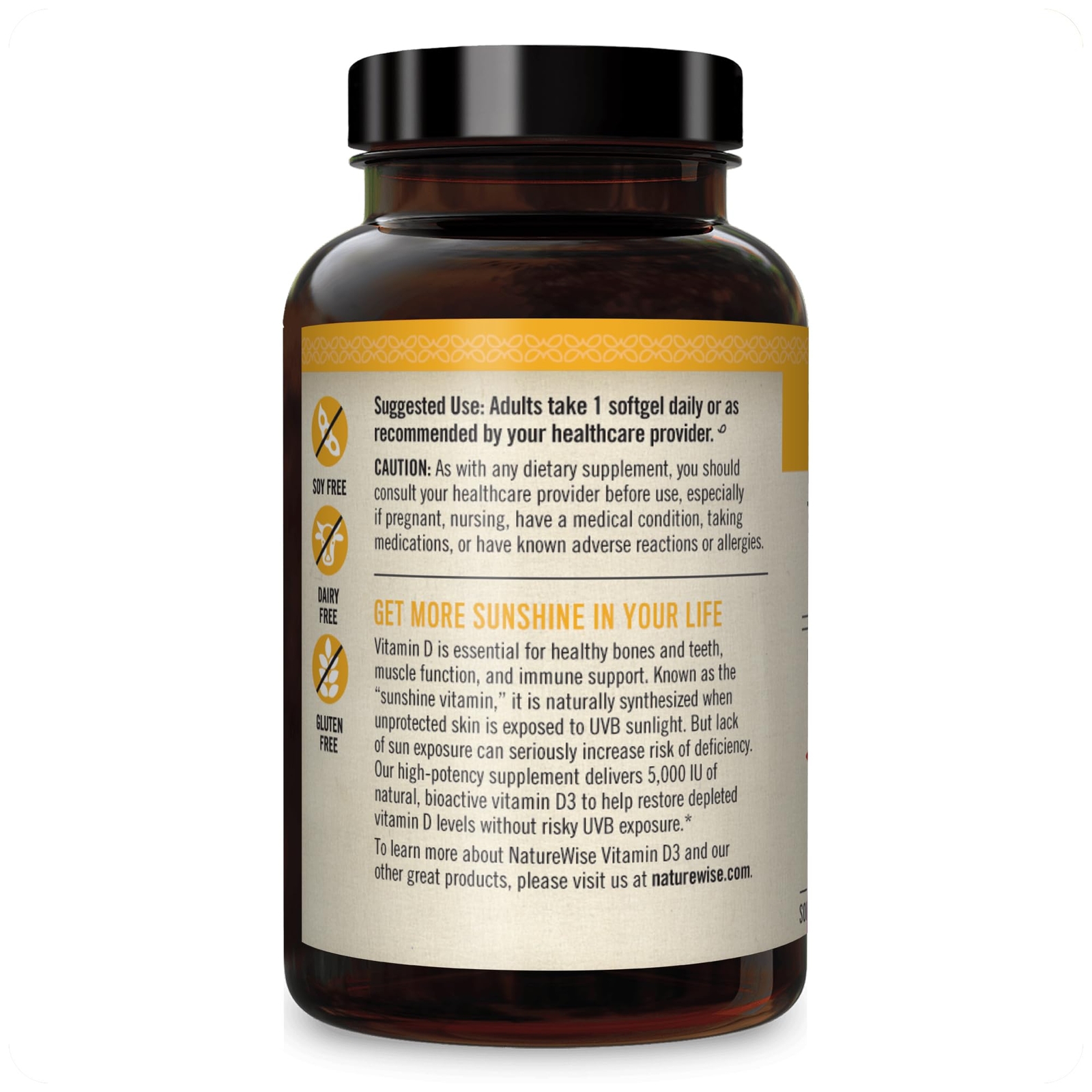 NatureWise Vitamin D3 5000iu (125 mcg) 1 Year Supply for Healthy Muscle Funct…