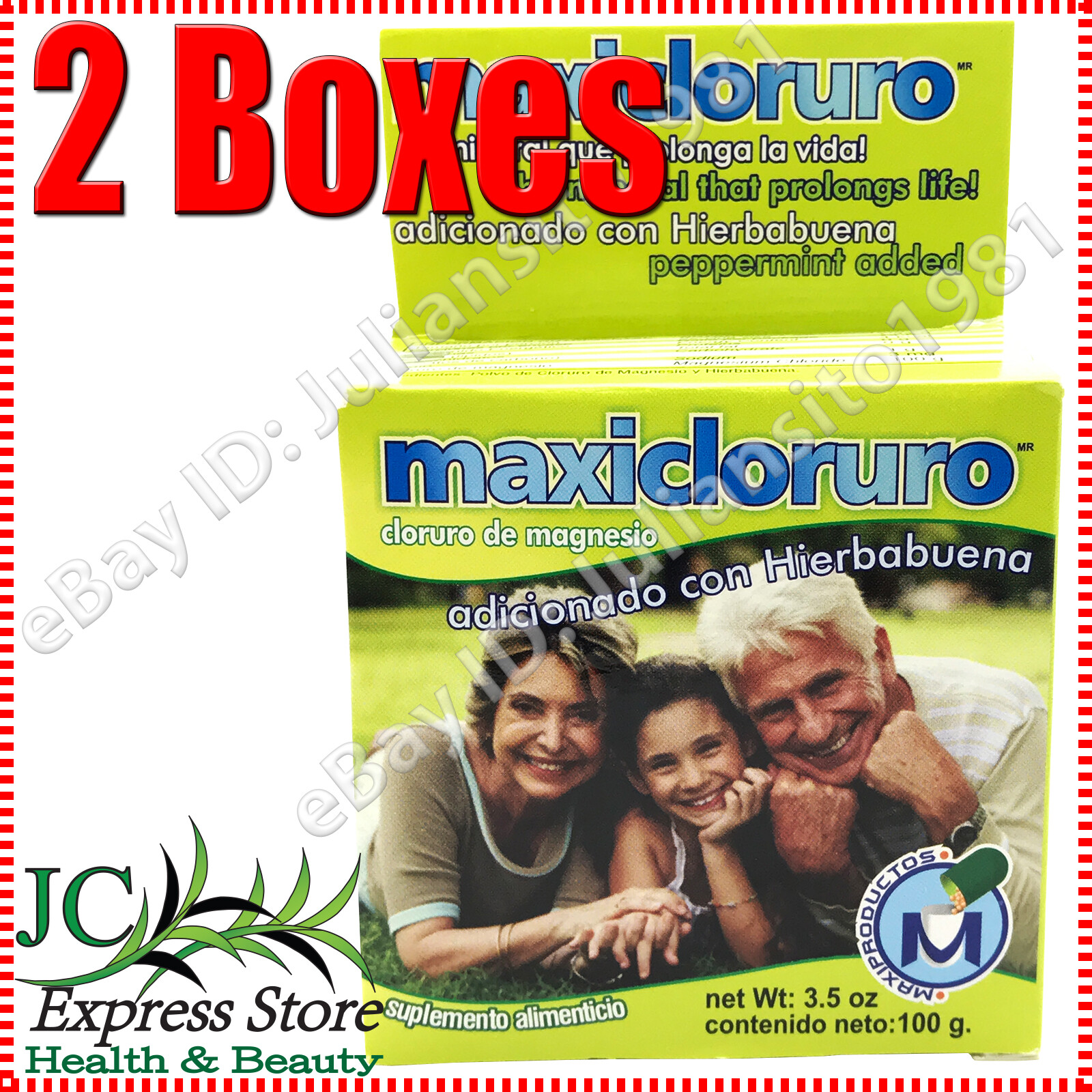 2 BOXES MAGNESIUM CHLORIDE POWDER MAXICLORURO 100 G CLORURO DE MAGNESIO EN POLVO