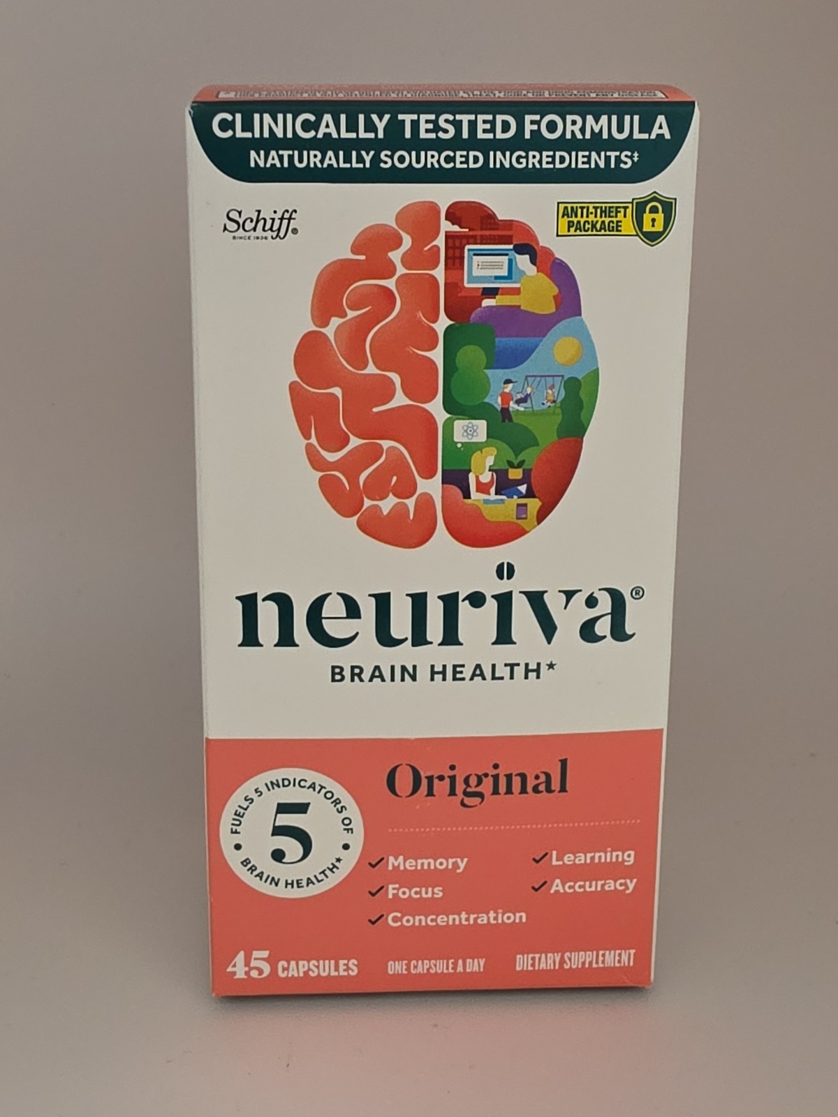 Neuriva Brain Health Original 5 Fuel 4 Memory Focus Concentration, 45ct, Exp 27