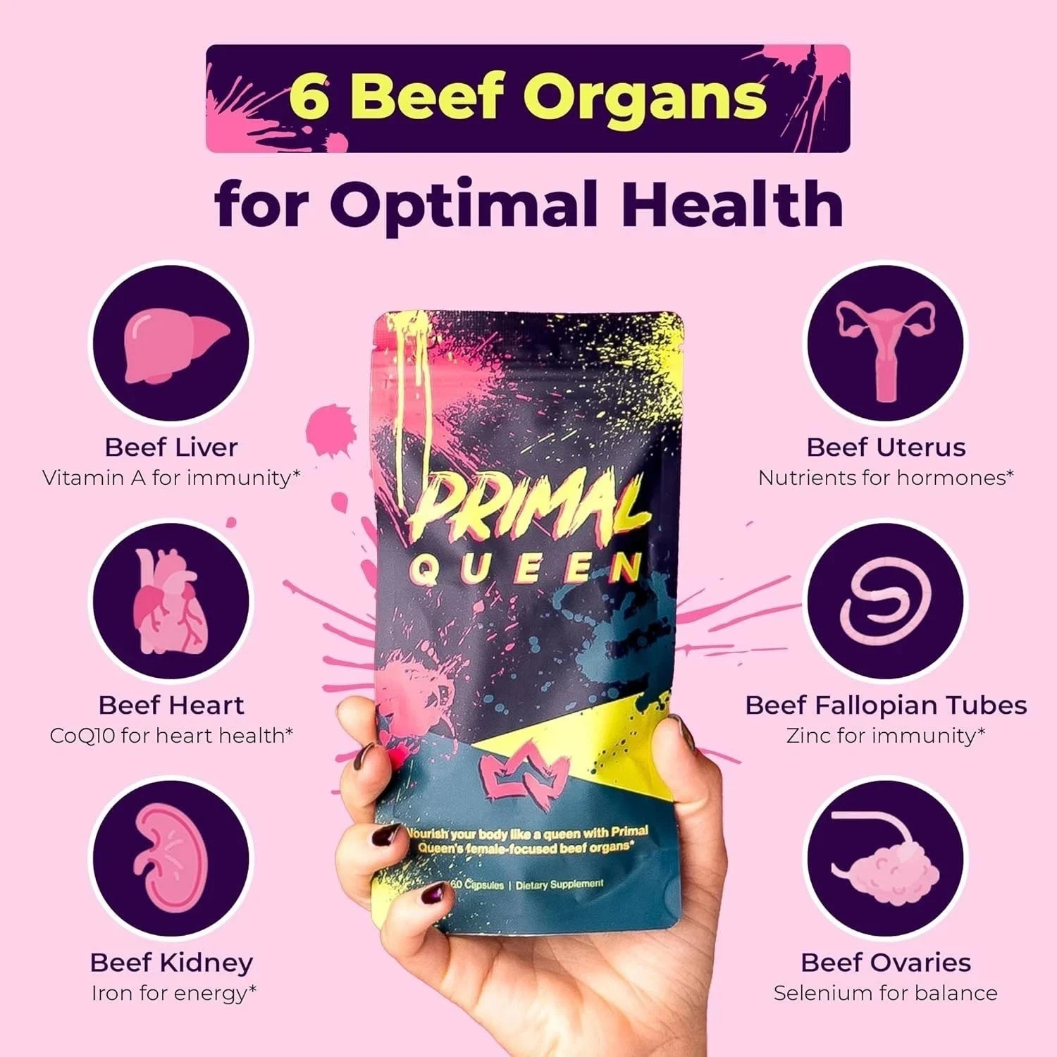 Primal Queen Supplement for Women 60 Counts Beef Organ – 1 Month Supply