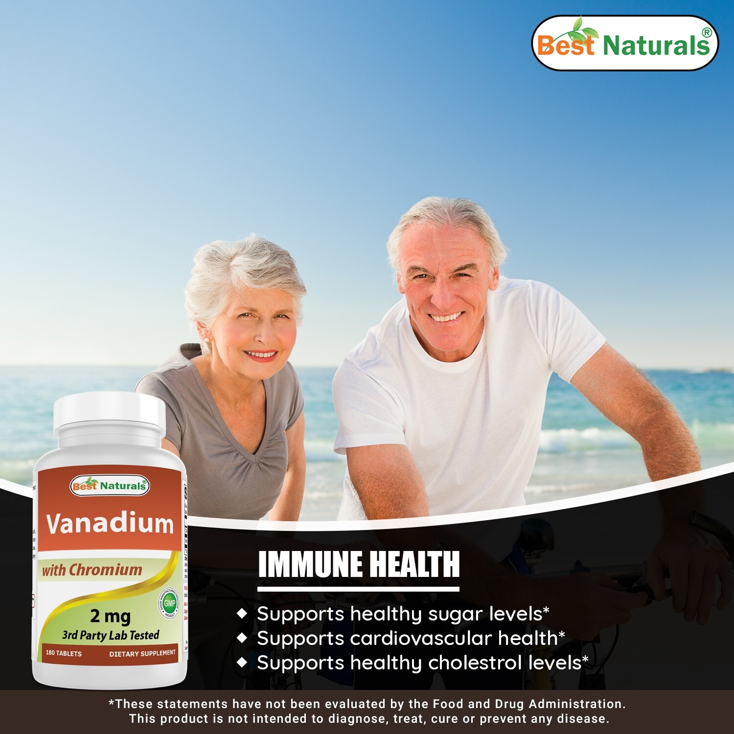 Best Naturals Vanadium with Chromium 2mg 180 Tablets