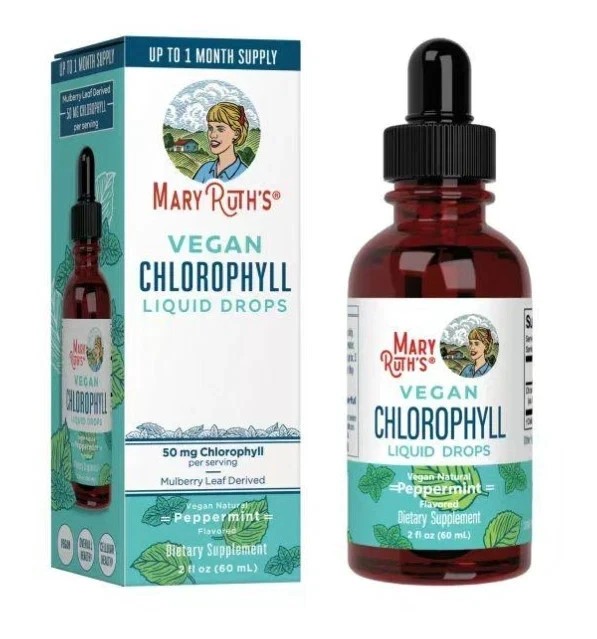 NEW Mary Ruth’s VEGAN Chlorophyll Liquid Drops Peppermint Flavored 2Fl Oz (60ml)