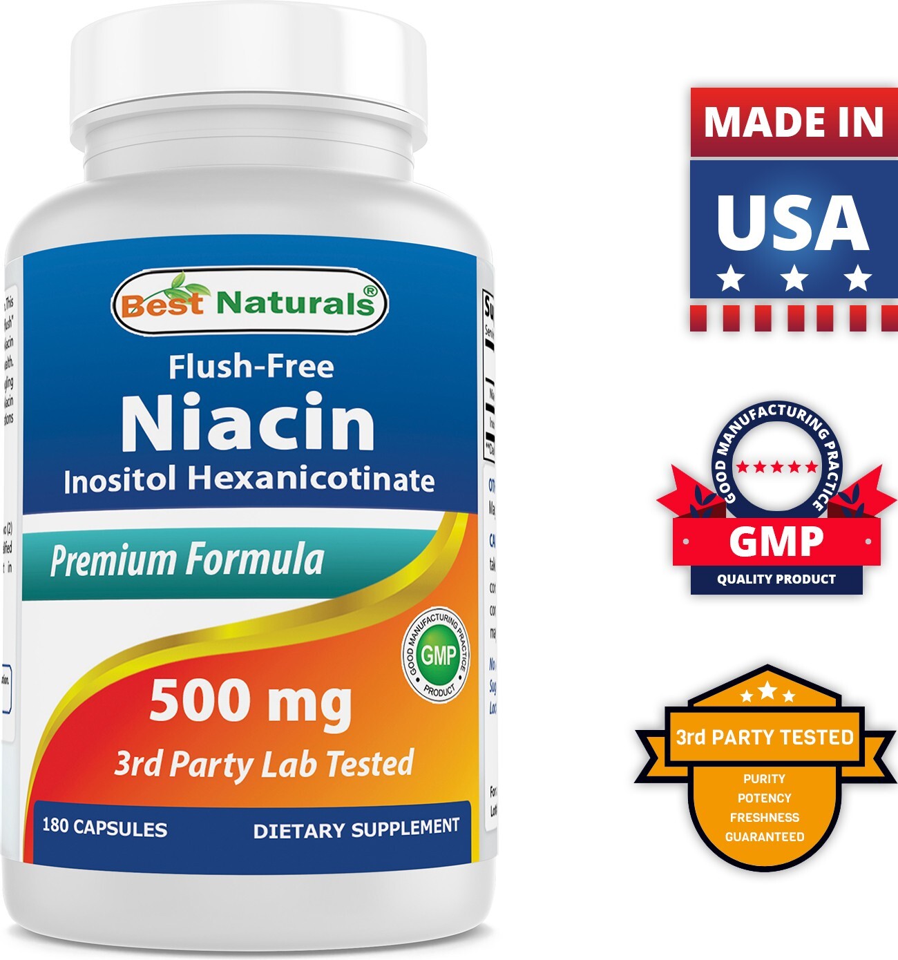 Best Naturals Niacin 500 mg 180 Capsules