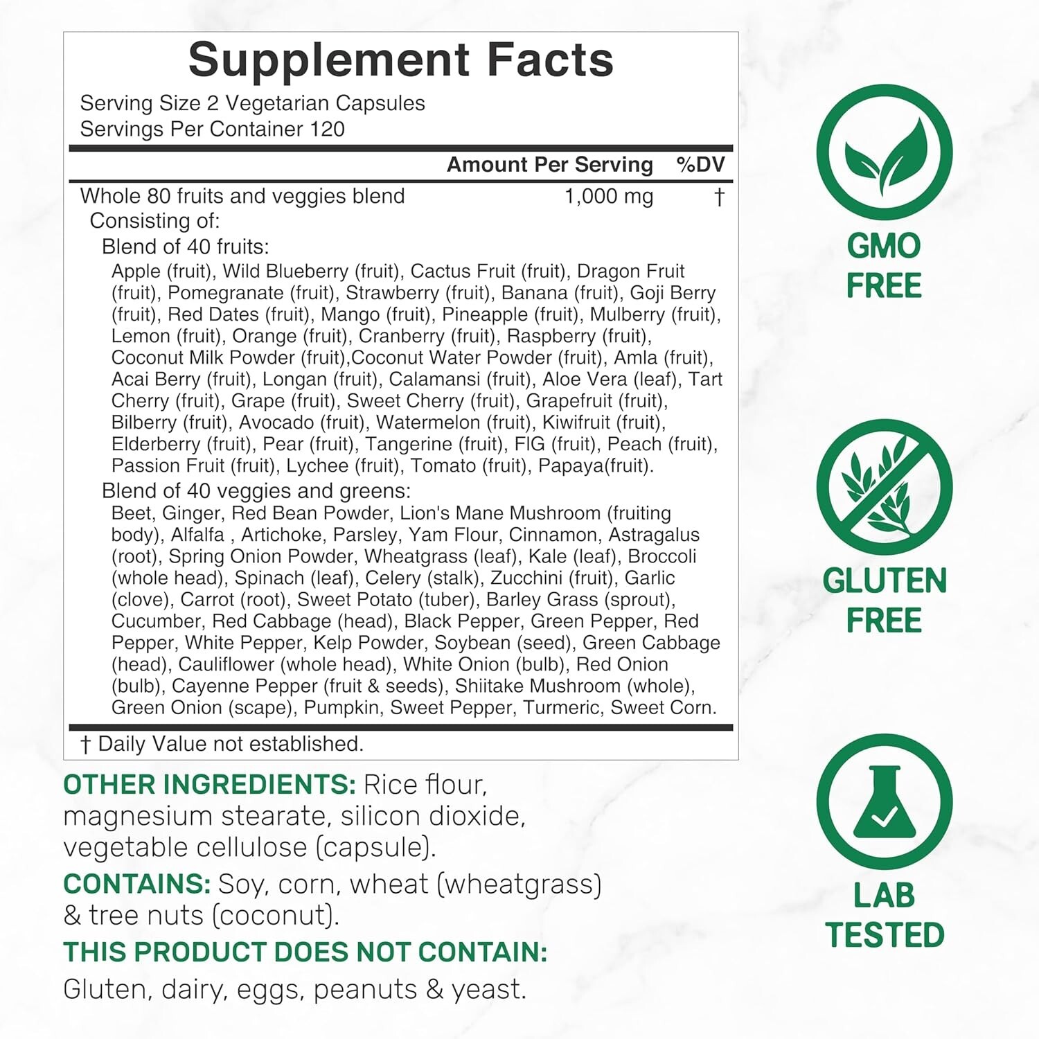 Nature’s Fruits & Veggies 240 Capsules 80 Superfoods for Daily Balance, Wellness
