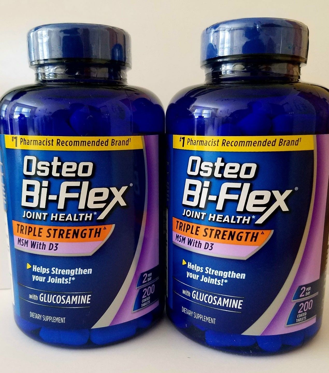 2×200 OSTEO BI-FLEX LOT 400 tablets Triple Strength Glucosamine MSM D3 07/25